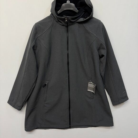 NWT Eddie Bauer Women 2X Windfoil Elite Soft Shell Trench Coat Jacket C065 -30 - Picture 13 of 16